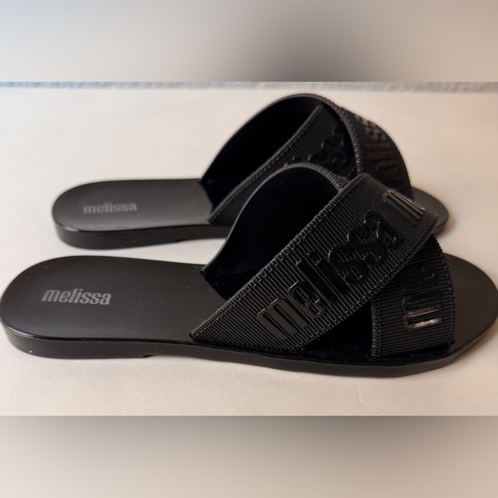Melissa Black Logo Slide Sandals
